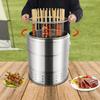 Tragbarer Holzkohle-Fassgrill mit Grillzubehör-Set, Edelstahl-Holzkohlegrill für den Hinterhof-Grill und Camping