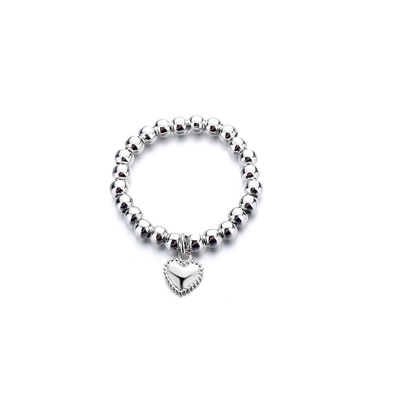 Hand-woven love beaded ring Fashion Women Men Stainless Steel Round Ball Bead Adjustable Retro Rings Jewelry