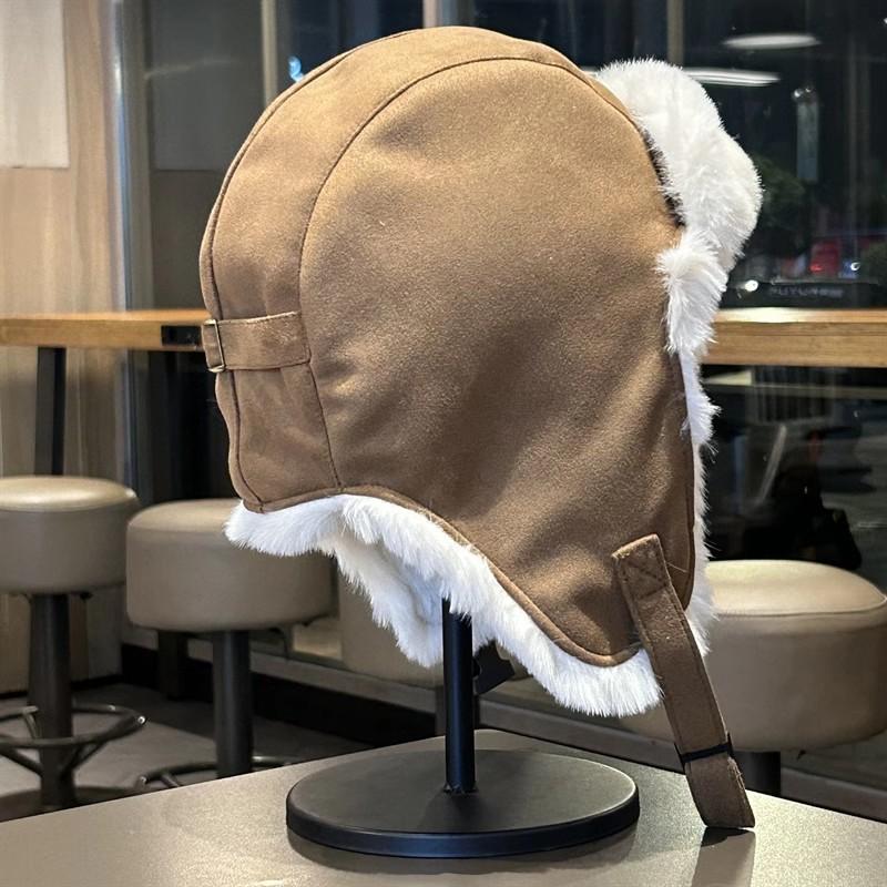 Winter Velvet Thickened Ear Flap Hat Windproof Warm Plush Soft Comfortable Outdoor Skiing Aviator Cap for Men and Women Unisex