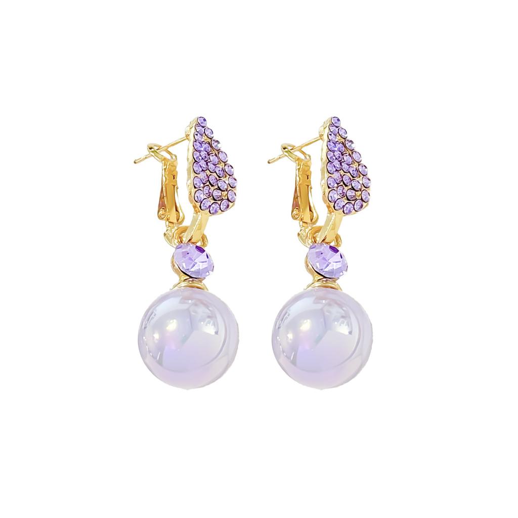 Violet Exquisite Super Flash Imitation Pearl Stud Earrings, Simple And Versatile Light Luxury Fashion Earrings Women, Trendy Ear Jewelry