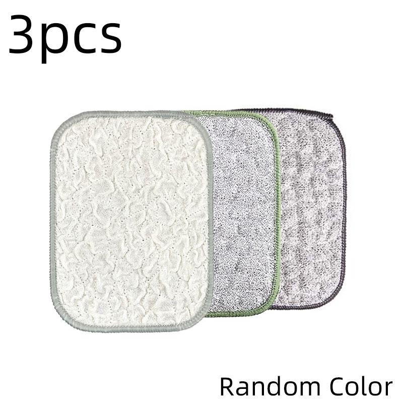 

5/3pcs Double-sided Non-stick Oil Dishwashing Cloth Silver Wire Wiping Rags Cleaning Towels Thickened Wipe Cloth Scouring Pad