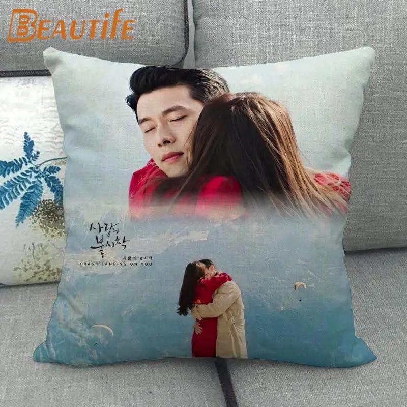 Custom Crash Landing On You Hyun Bin KPOP Pillowcase 45X45cm Wedding Decorative Eco-Friendly Cotton Linen Fabric Pillow Case