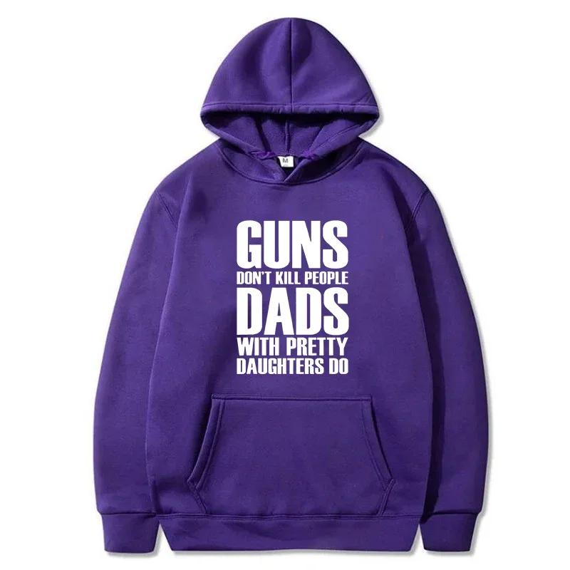 2025 Autumn/Winter Retro Printed Hoodies, Guns Don't Kill, Dad and Beautiful Daughter Make Hoodies for Men, Fun Warm Hoodies
