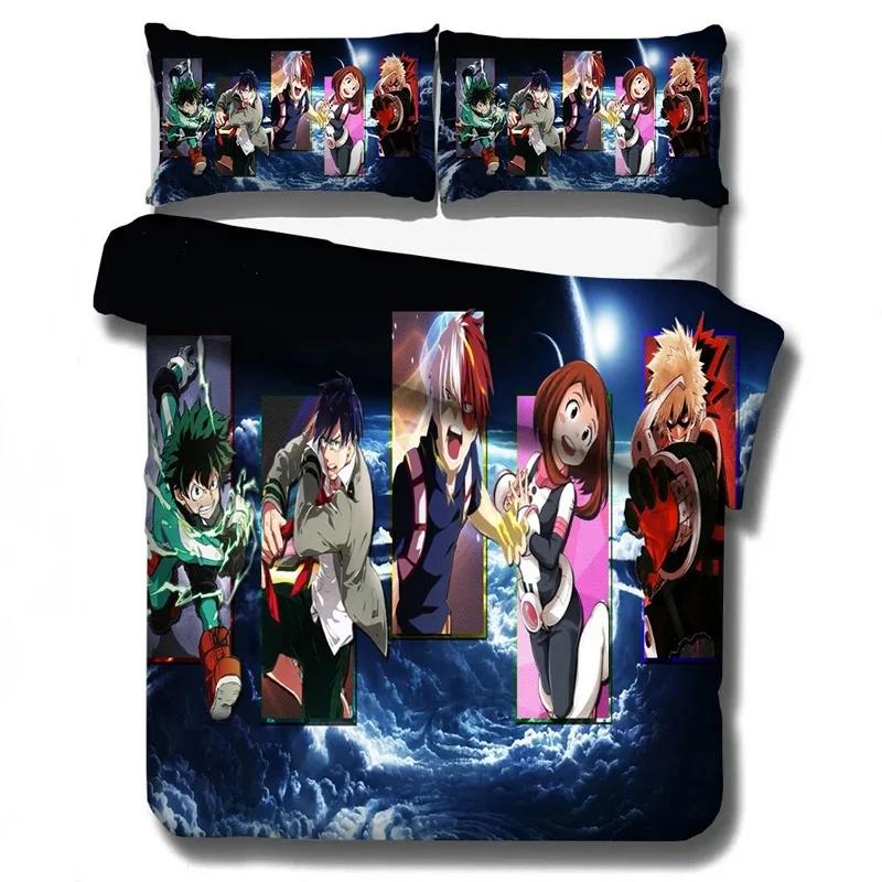 My Hero Academia Bedding Set Printed Duvet Cover Pillowcase Single Double Queen Super King Size Sets Linen (NO Sheet)