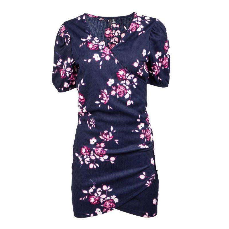 

Женское облегающее платье с цветочным принтом и короткими рукавами VERO MODA