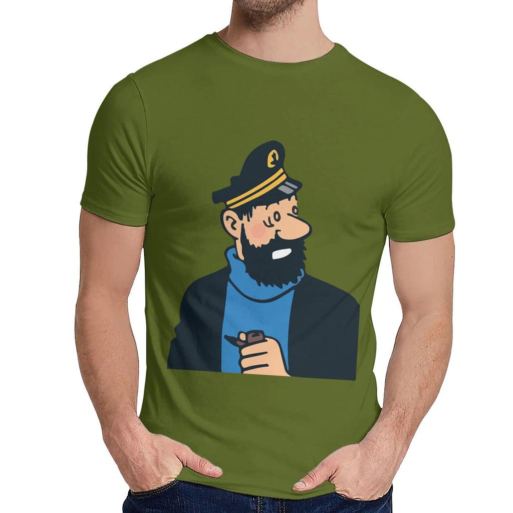 Natural Cotton Captain Haddock The Adventures Of Tintin T Shirt Unisex Design Leisure Fashion O