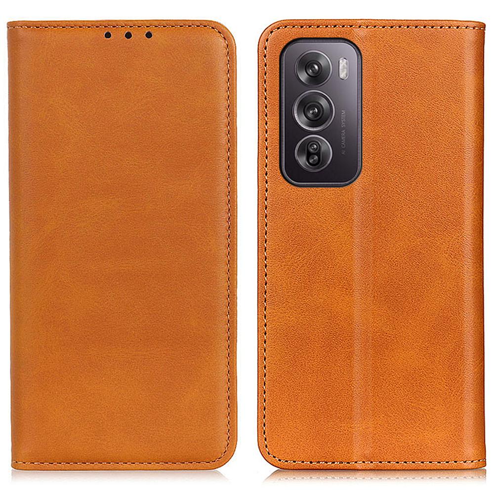 For Oppo Reno12 Pro 5G (Global) Stand Case Cowhide Texture Split Leather Wallet Phone Cover