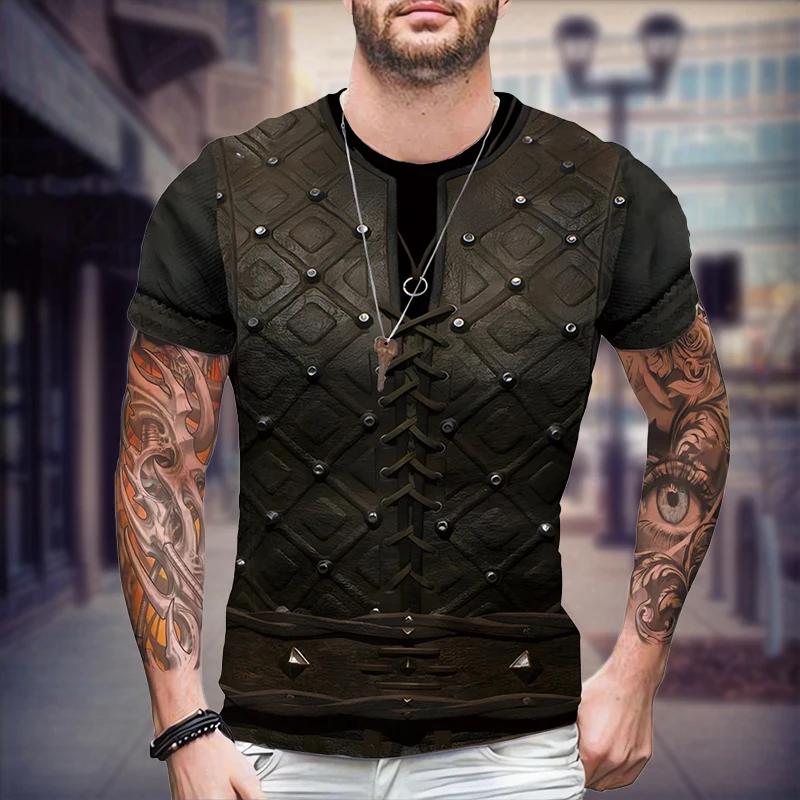 

Популярная мужская одежда в стиле «броня» с винтажным принтом, свободные футболки с 3D-принтом в стиле «Харадзюку», летняя повседневная футболка с коротким рукавом 6XL