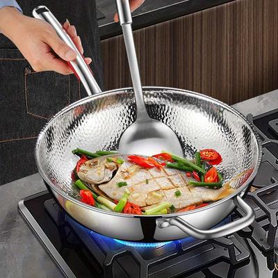 SUS304 Stainless Steel Frying Pan, Frying Pan, Non Stick Pan, Household Frying Pan, Induction Cooker, Gas Stove, Universal