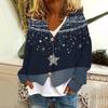 Women's Fashion Short Coat Casual Long Sleeve  Printed Single Breasted Plush Top