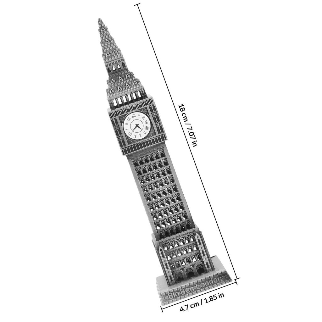 England Architecture Metal Sculpture Classic Stylized Ornament Home Decoration Desktop Decor Alloy Building Sculpture Vintage