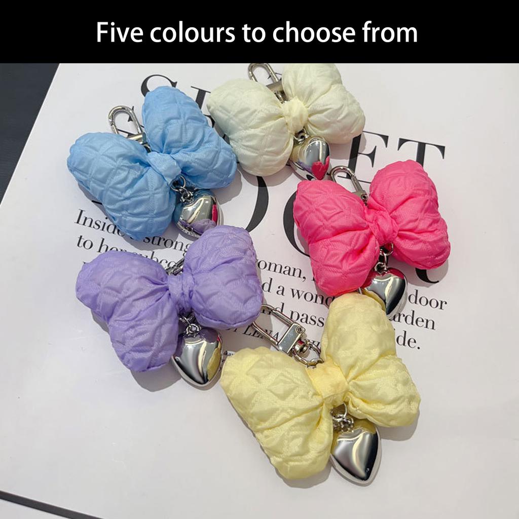 Fashionable Bowknot Keychain Heart Pendant Keychain Keyring Handbag Charm Phone Chain Accessory for Women and Girls