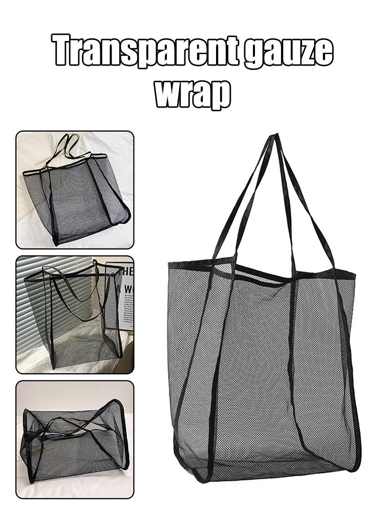 Transparent Mesh Storage Bag, Shoulder Bag, Fashionable, Lightweight, Large Capacity, Versatile Shopping Bag, Beach Bag Organize