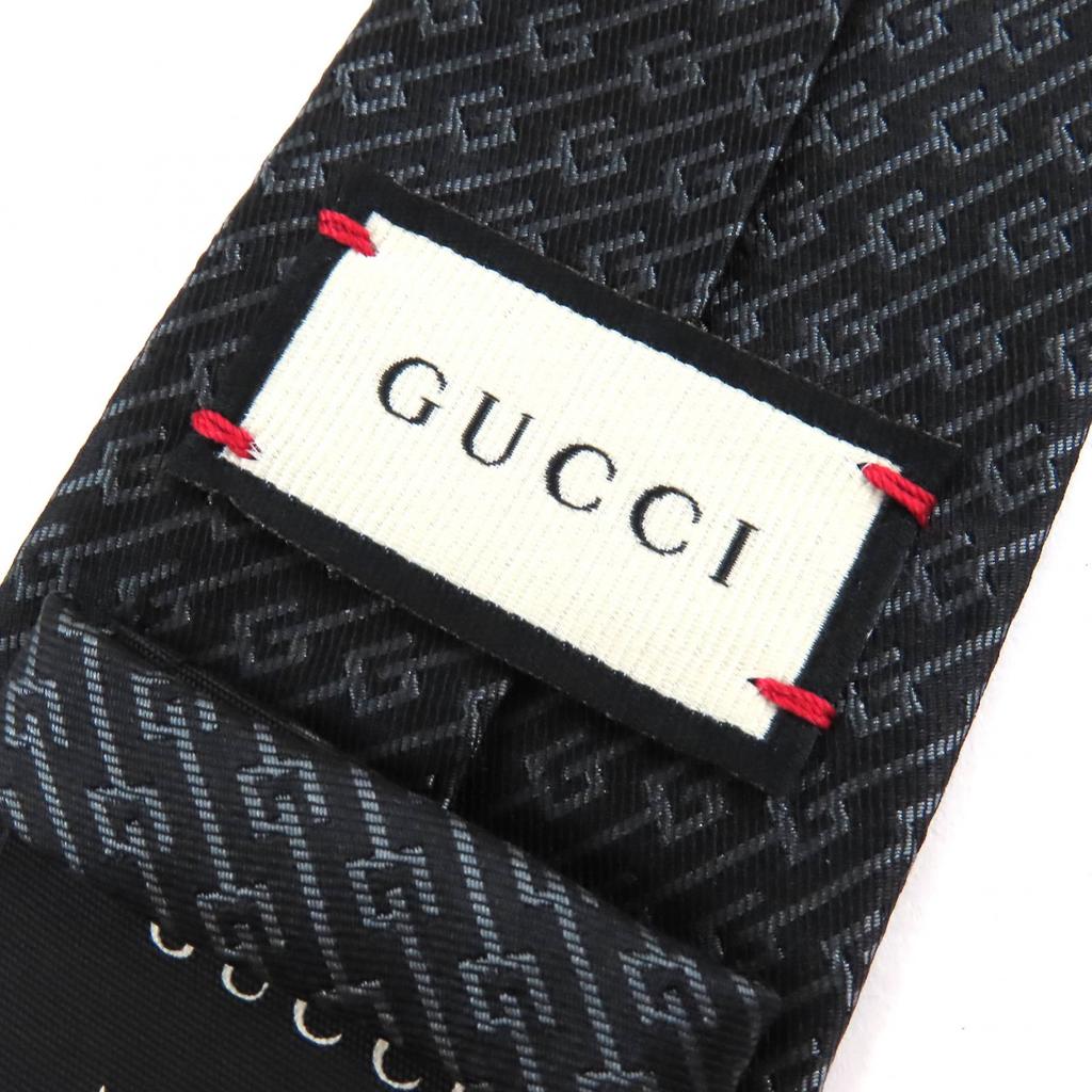 Excellent GUCCI tie G logo regimental stripes Dark brown gray silk mens Used