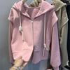 Double Zipper Hooded Sweater Short Jacket Women's Spring and Autumn Versatile Niche Top Cardigan