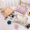INS Fashion Shining Makeup Bag Organizer for Travel Cosmetics Toiletries for Women Large-capacity Clutch Bag Pouch Waterproof PU