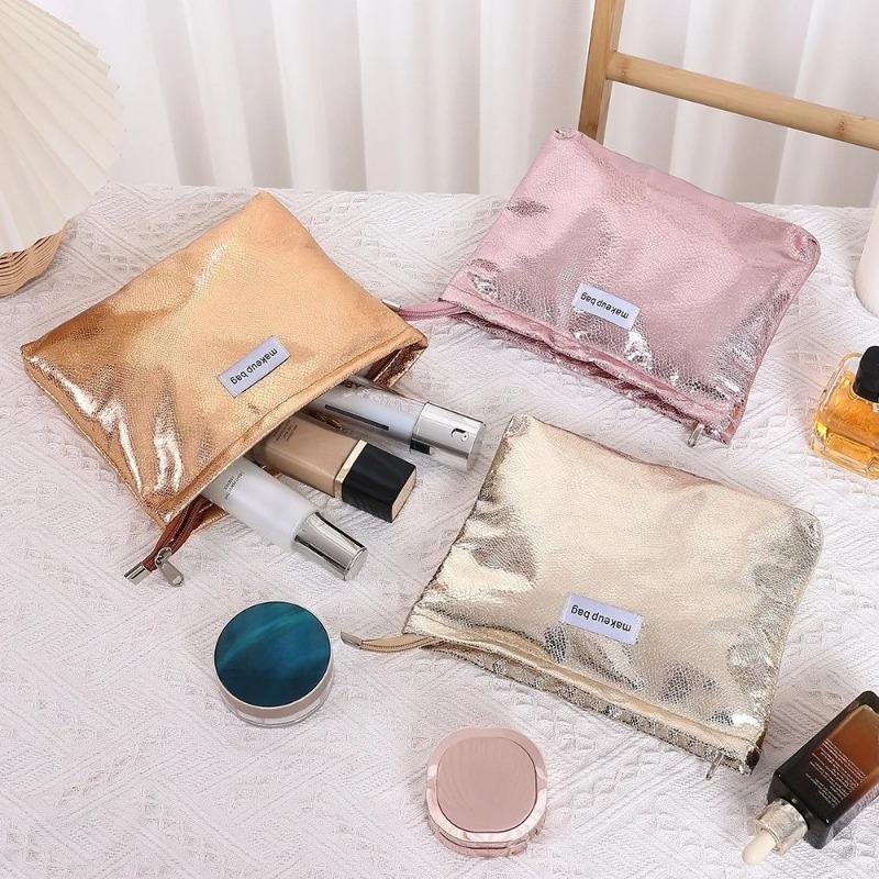 INS Fashion Shining Makeup Bag Organizer for Travel Cosmetics Toiletries for Women Large-capacity Clutch Bag Pouch Waterproof PU