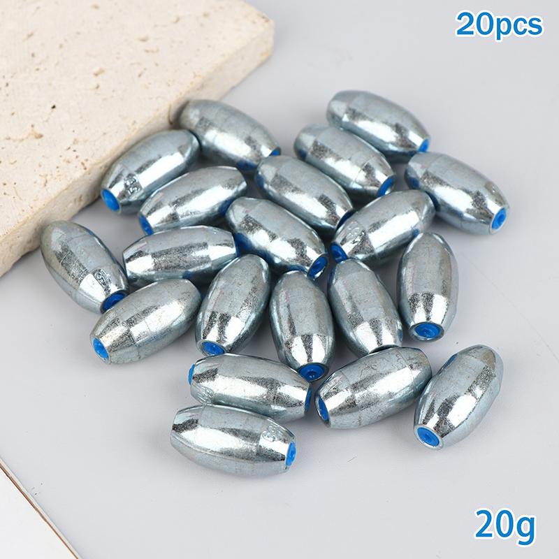 20Pcs Alloy Hollow Olive Fishing Sinkers3/ 4/6/8/10/12/15g Wax Coating Steel Fishing Weights Fishing Weight Accessories