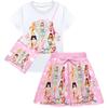 Bambina Ragazza T-shirt Manica Corta con Stampa KATSEYE Gonna Borsa Set di Vestiti