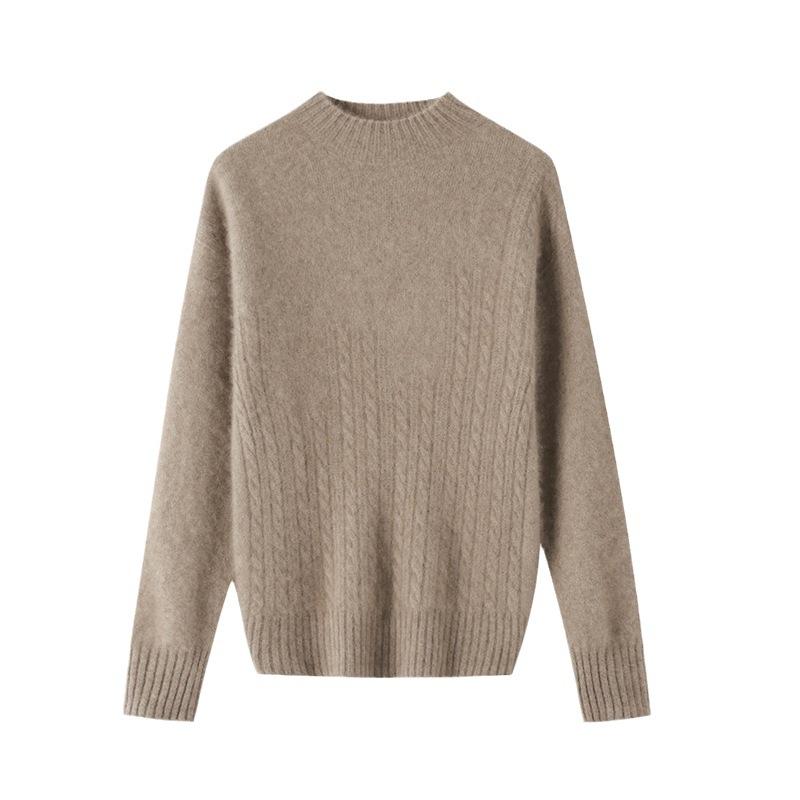 Autumn and Winter Half-high Neck Thickened Cardigan for Women Fashion Versatile Warm Knitted Sweater Soft and Glutinous Skin-friendly Pullover Top