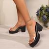 Women's High Heeled Sandals Fashion Transparent PVC Sandal Summer Open-toe High Heeled Slippers Outdoor Beach Platform Sandalias