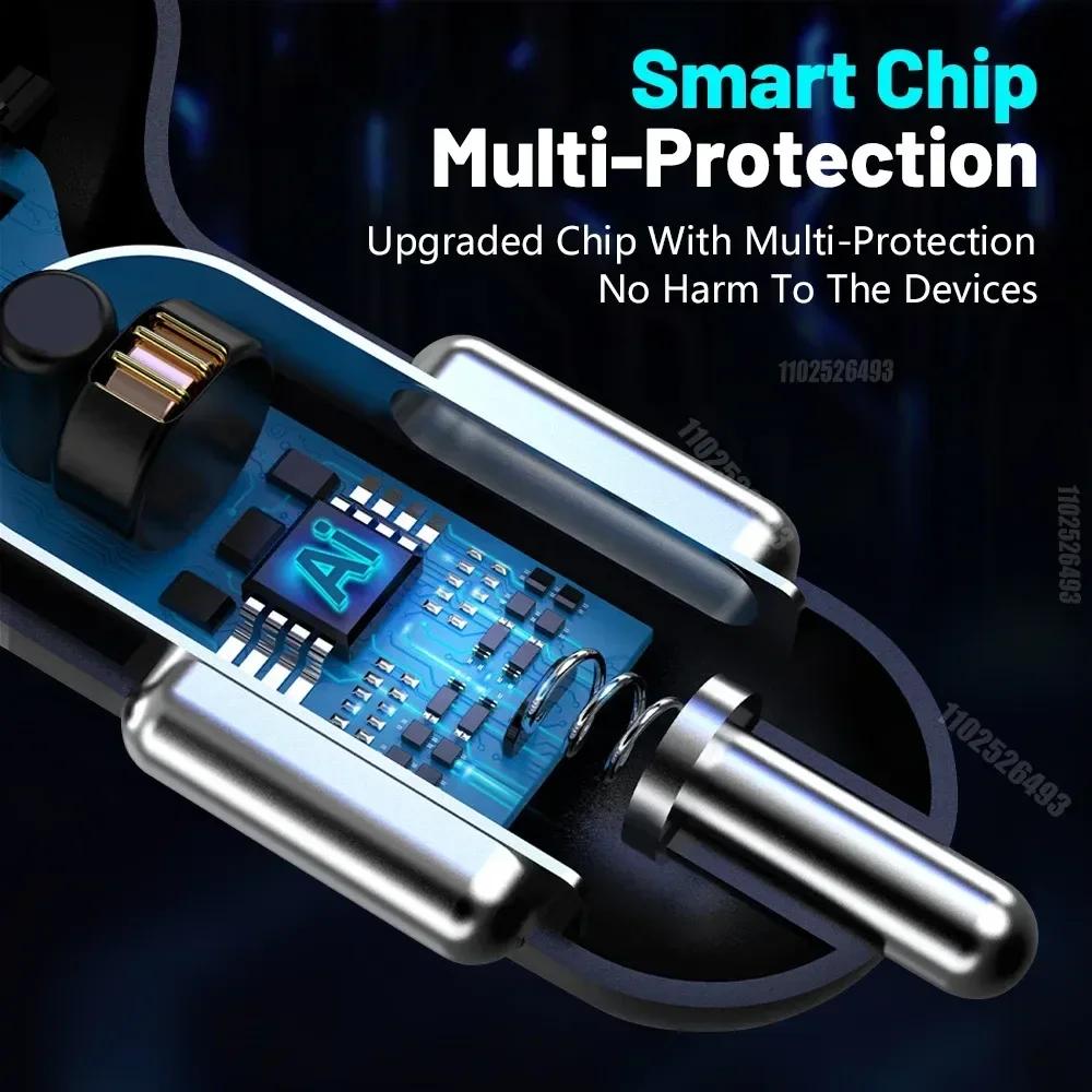 Super High Power Fast  3.1A Output Charging 4-Port Car Phone Charger with LED Digital Display -One Drag Four USB Multiple Phones