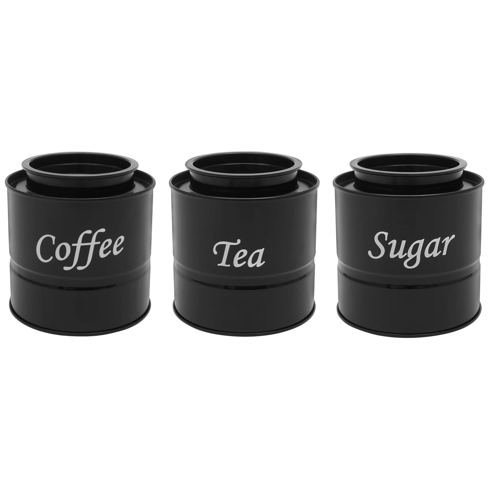 

3Pcs Coffee Bean Storage Canisters Tea Sugar Vacuum Sealed Jars Canisters Heat Metal Kitchen Counter Dining Room Cream Can