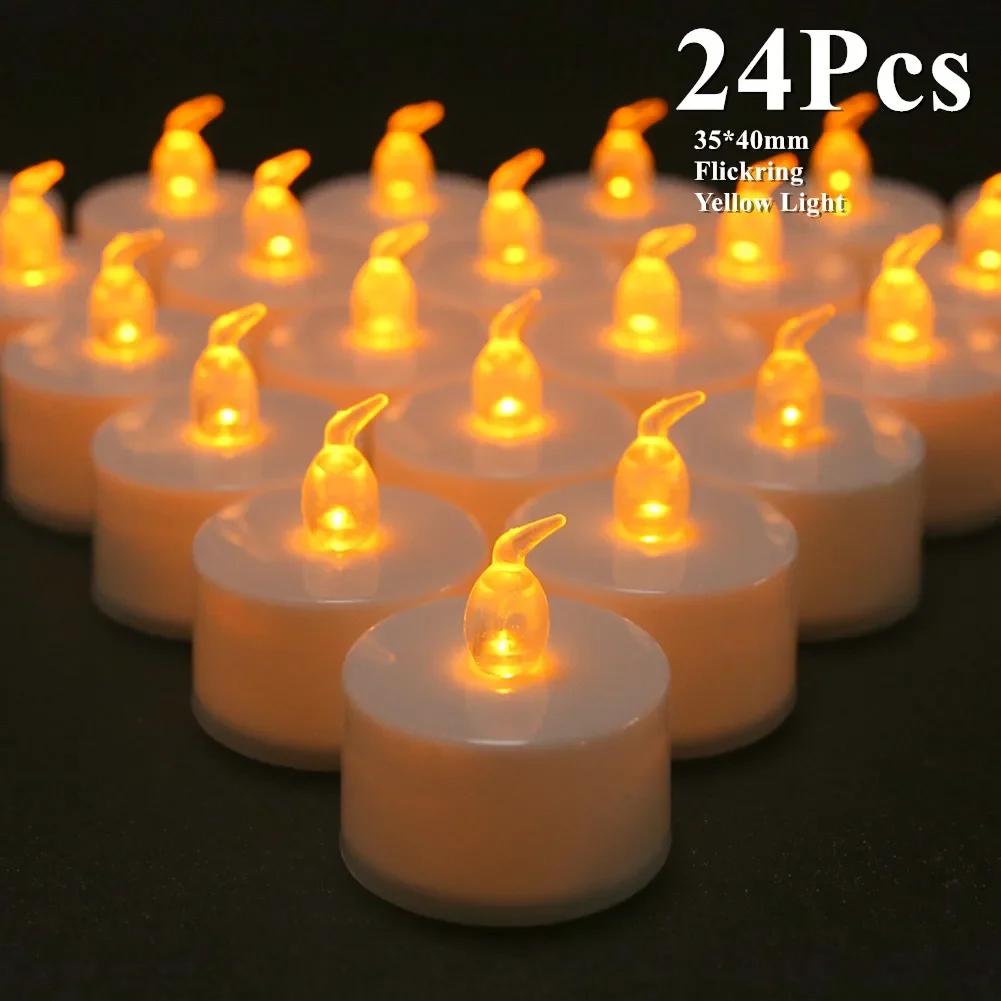 Battery Operated Flameless Tea Lights Led Flickering Electric Votive Candle  Realistic Bright for Seasonal Festive Celebrations