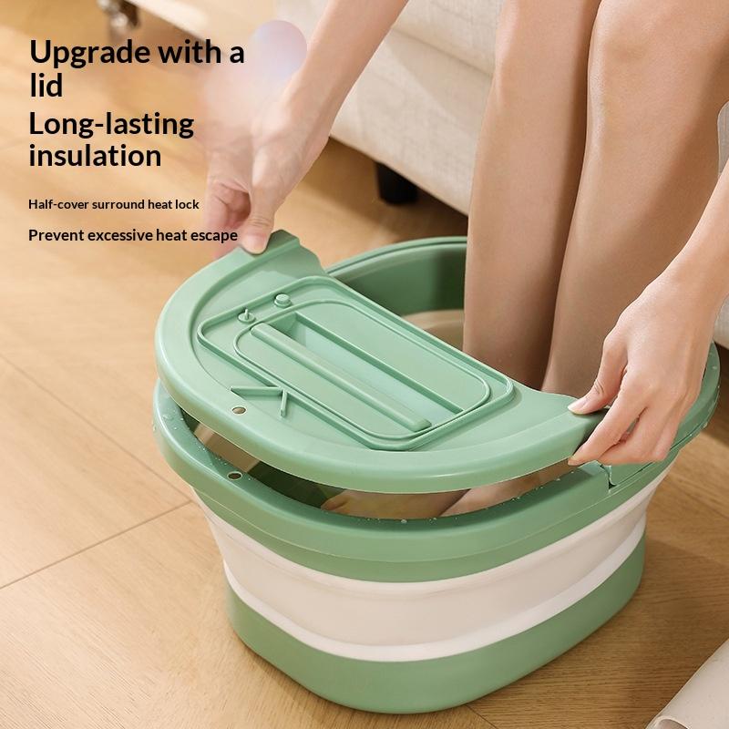 Faltbare Fußbadewanne – Tragbar, mit Deckel, ergonomisches Design, verdickt, geeignet für Reisen und den Heimgebrauch