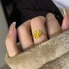 Antique Gold Craftsmanship Frosted Floral Rings for Women Simple Luxurious Fashionable Rose Ring Adjustable Party Jewelry Gift