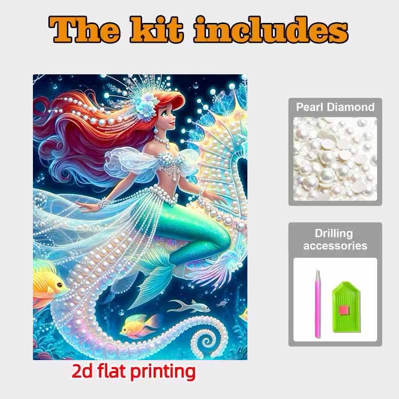 Disney Pearl Painting Set Deep Sea Adventure Ariels Pearly Underwater Adventure Sparkling Painting Crafts Home Wall Decoration Handmade Gift