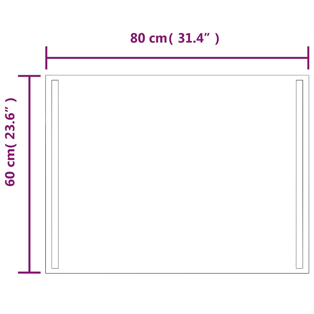 Vidaxl LED Bathroom Mirror, 80X60 Cm