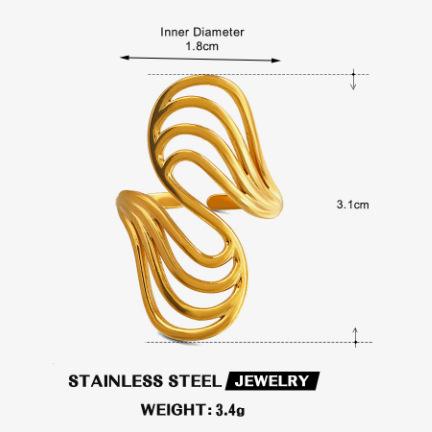 

Stackable Geometric Rings for Women New Fashion 18K Gold Plated Stainless Steel Adjustable Open Ring Wedding Party Jewelry Accessories One size fits all