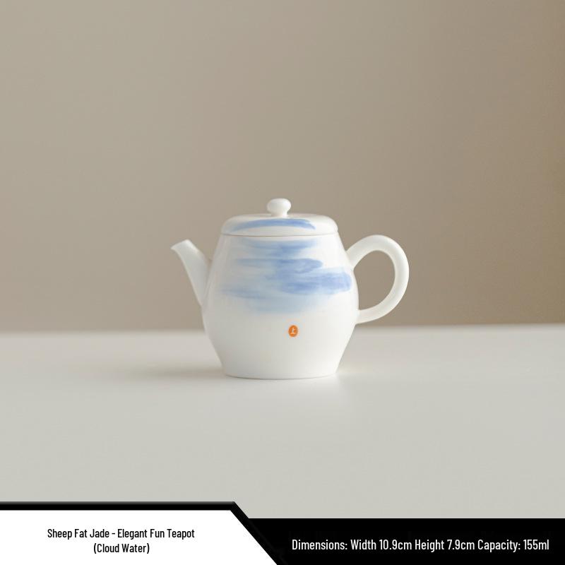 Xi Shi Jade Porcelain Teapot - Ink Wash Style Ceramic Pot for Women's Boutique Kung Fu Tea Set.
