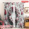 Set Of 2 Flat Printing Christmas Curtains Wreath Fabric Without Electricity Versatile Perfect All Occasions Curtain Polyester