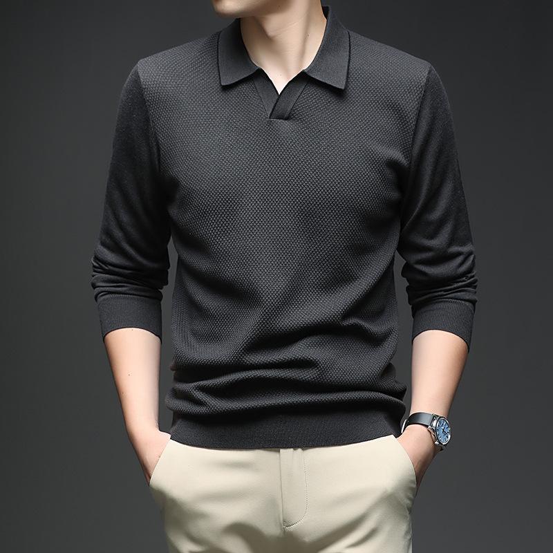 Men's 2025 Autumn/Winter Casual Knitwear: Fashionable Thin Long-Sleeve Loose Fit Sweater T-Shirt