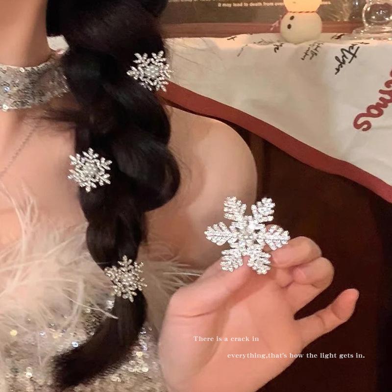 High-End Schneeflocken-Perlen-Haarspange für Frauen - Entenschnabel-Pony-Accessoire