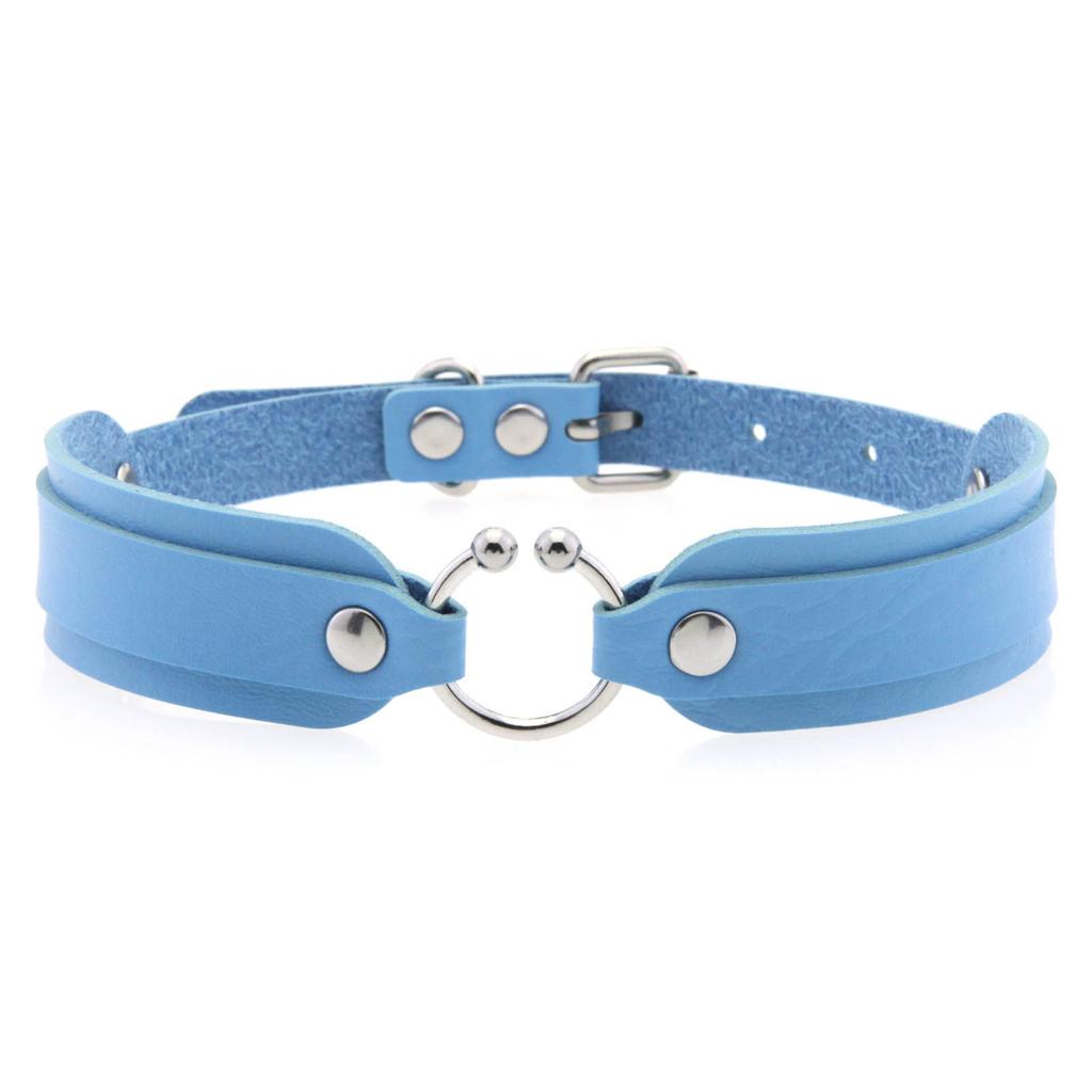 DIEZI Harajuku Gothic Cosplay PU Leather Choker Necklace For Women Men Punk Sexy Circle Pendant Torques Necklace Gift Jewelry
