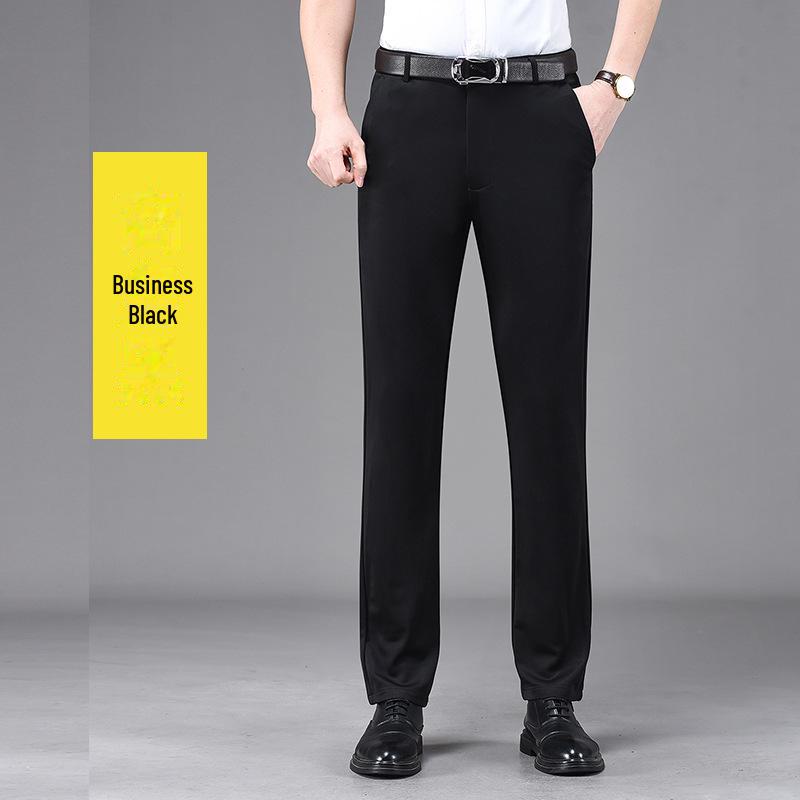 

Мужские свободные повседневные брюки-стрейч в деловом стиле — не требуют глажки, прямые, официальные, идеально подходят для весны и лета Size 36 чёрный