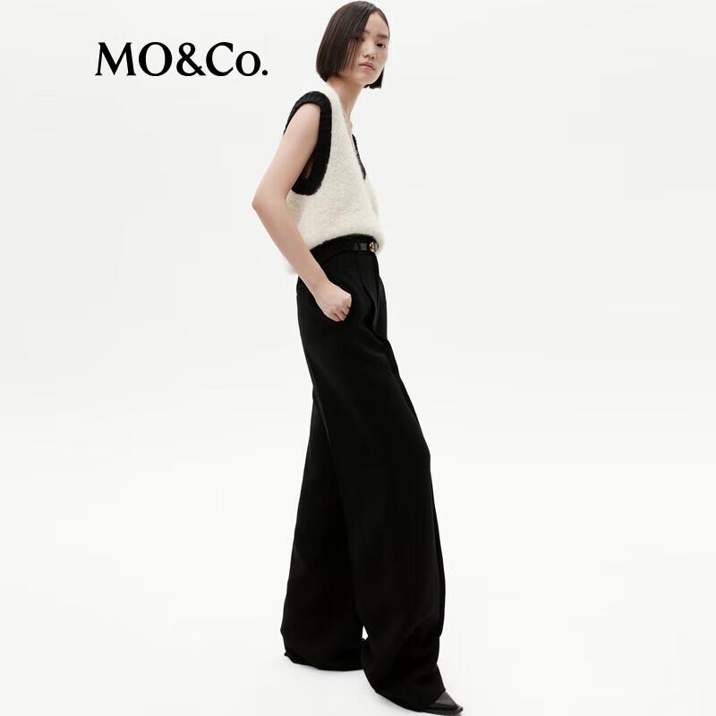MO&Co. Acetate Blend High-Waist Wide-Leg Trousers