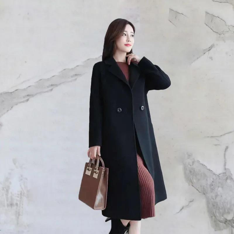 Woolen coat women's medium and long models, new slim-fitting to cover the stomach, old mother's casual temperament, woolen coat