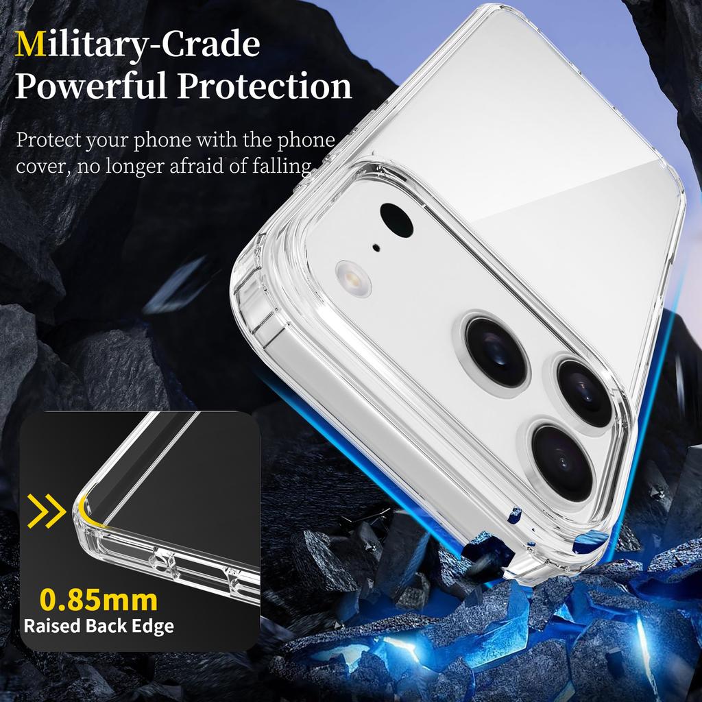 For iPhone 17 Pro Clear Case TPU+Acrylic Shockproof Phone Back Cover