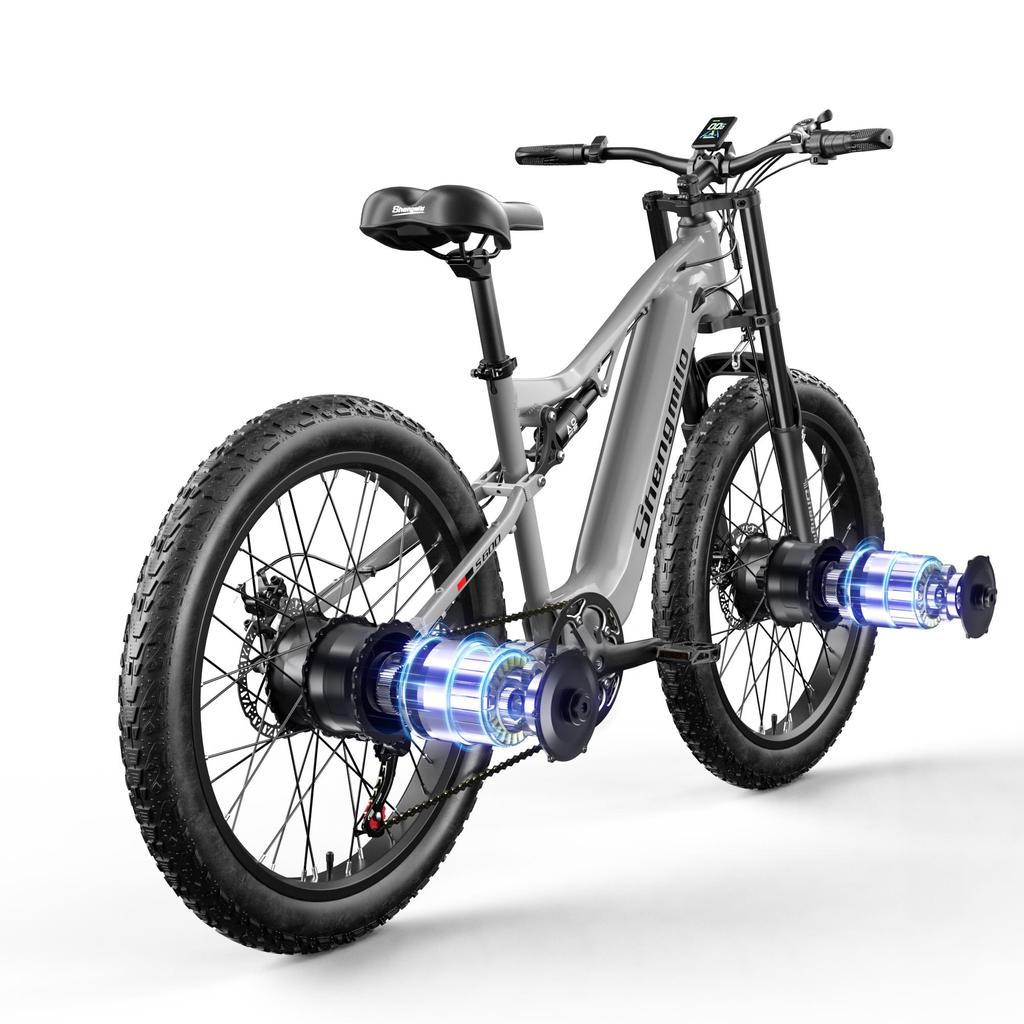 Shengmilo S600 Adult 2000W Men's E-Mountain Ebike with Two Motors, 48V17.5AH840WH Battery,26 Inch Wide Tyre Men's Electric Bike