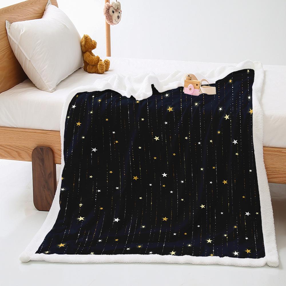 Meteor shower 2D digital printing thickened lamb wool crystal fleece blanket to map