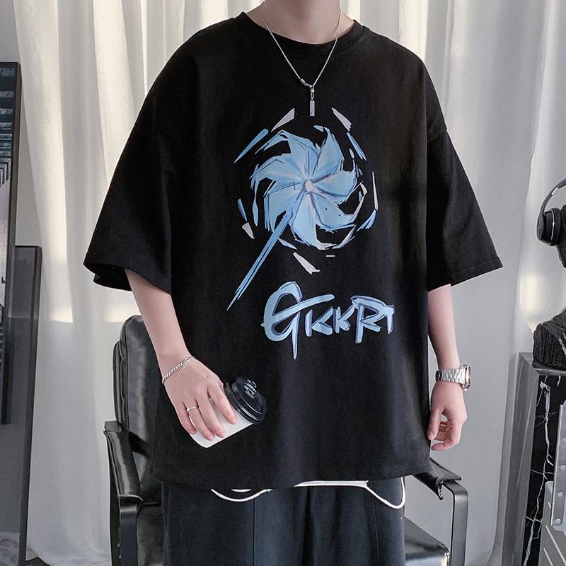 2025 Men's Short Sleeve T-Shirt - Summer Hong Kong Style, Trendy Korean Five-Point Design for Teens