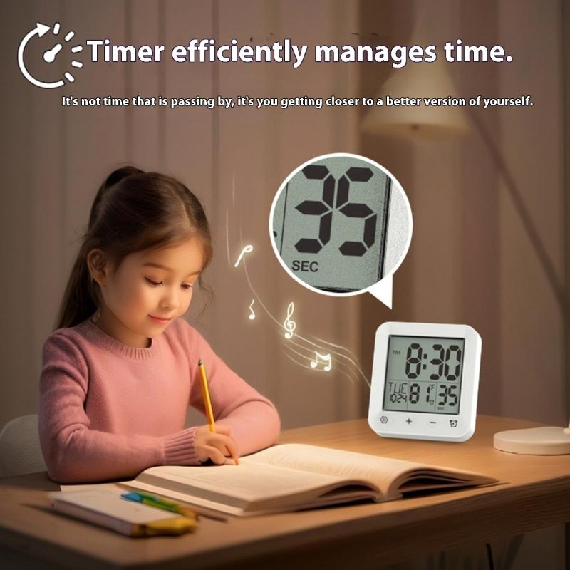Bathroom Timer Clock Shower Clock,Waterproof for Water Sprays Bathroom Clock Wall Mount,Displays Time,Temperature Date