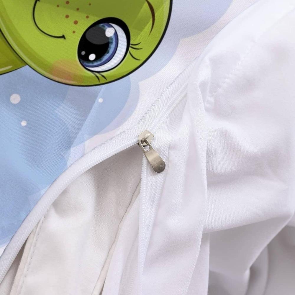 Cute Turtle Children's Bed Cartoon Animal Soft Microfiber Duvet Cover with Zipper Boy and Girl Bedding Set Adult Bedding
