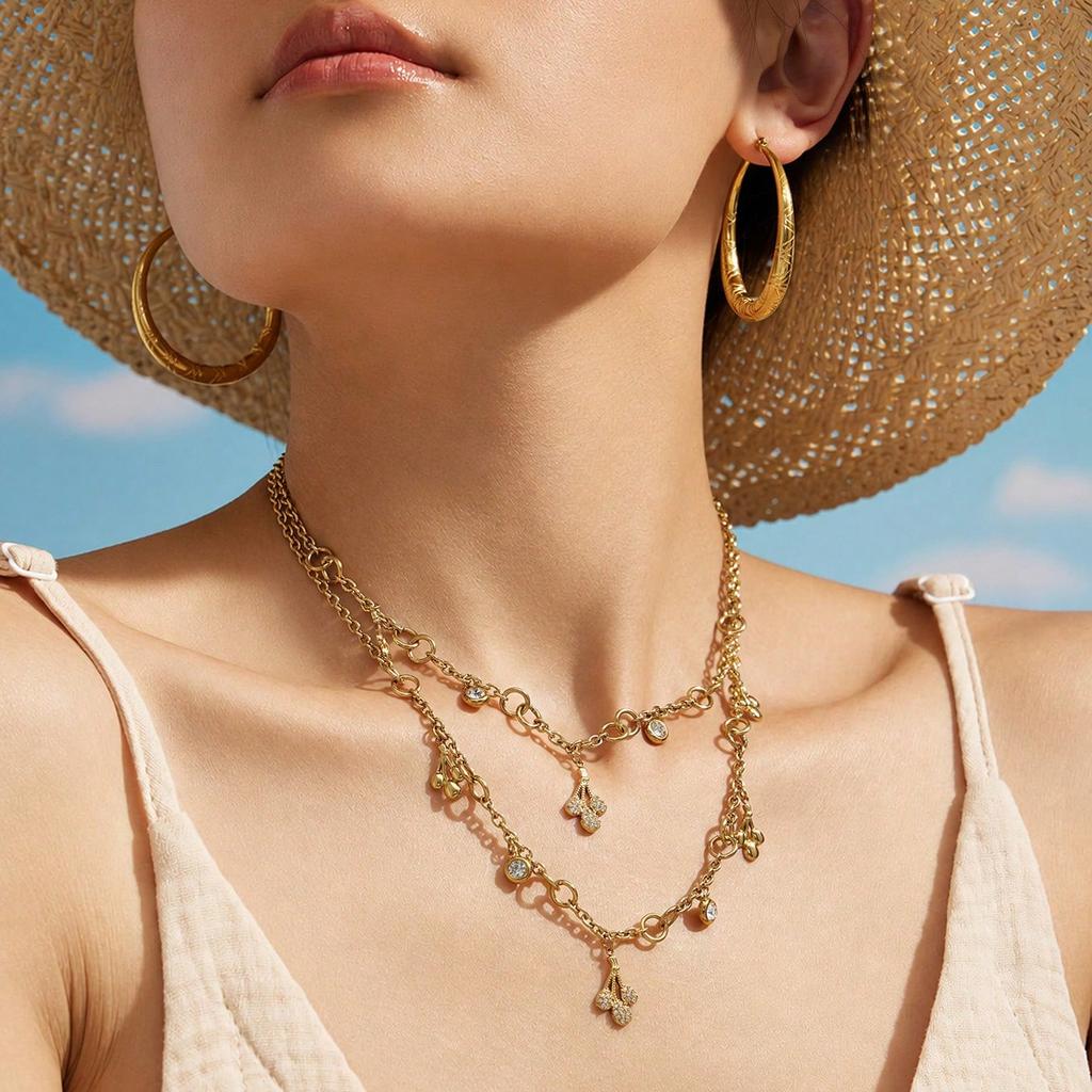 European and American Zirconium Pattern Pendant Necklace Bracelet Gentle Commuting Atmosphere Jewelry Women
