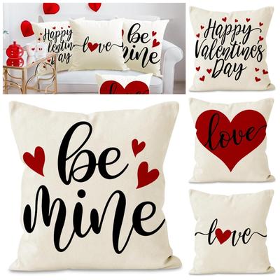 Valentinstag Kissenbezug Leinen LOVE Brief Gedruckter Kissenbezug Zuhause Paar Schlafzimmer Dekorative Kissenhülle
