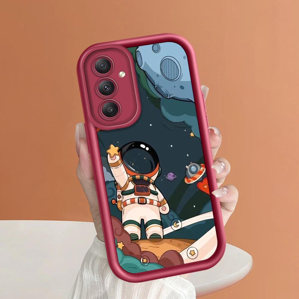 

Мягкий силиконовый квадратный чехол с рисунком лестницы для телефона, полное покрытие, противоударный защитный резиновый чехол для камеры для Samsung Samsung A22 темно-красного